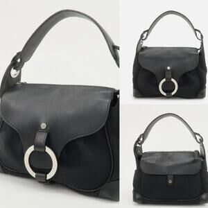 💎✨Authentic✨💎BVLGARI Logo Mania Canvas Leather Hand Bag Shoulder Bag Black